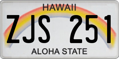 HI license plate ZJS251
