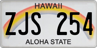 HI license plate ZJS254