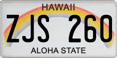 HI license plate ZJS260