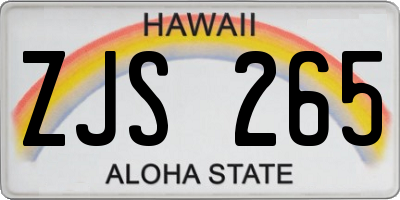 HI license plate ZJS265