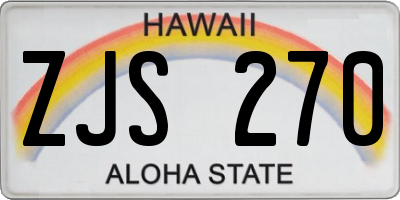 HI license plate ZJS270