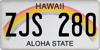 HI license plate ZJS280