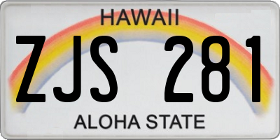 HI license plate ZJS281