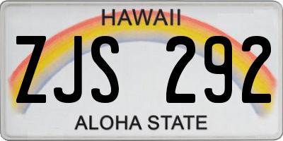HI license plate ZJS292