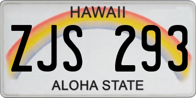HI license plate ZJS293