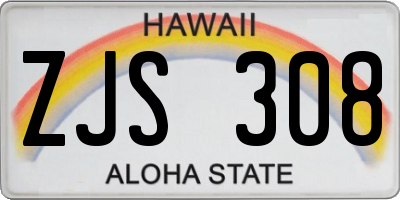 HI license plate ZJS308