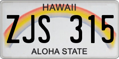 HI license plate ZJS315
