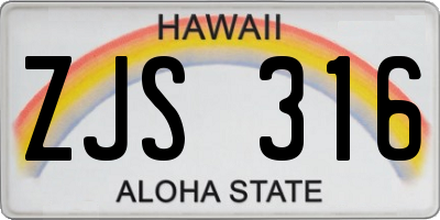 HI license plate ZJS316