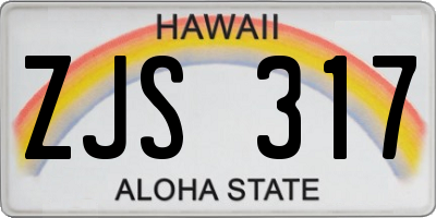 HI license plate ZJS317