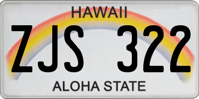 HI license plate ZJS322