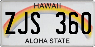 HI license plate ZJS360