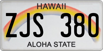 HI license plate ZJS380