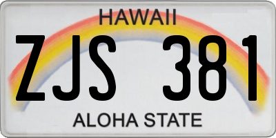 HI license plate ZJS381