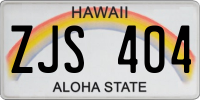 HI license plate ZJS404