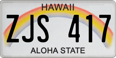 HI license plate ZJS417