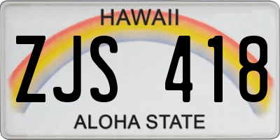 HI license plate ZJS418