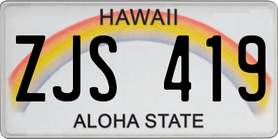 HI license plate ZJS419