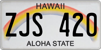 HI license plate ZJS420