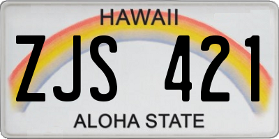 HI license plate ZJS421
