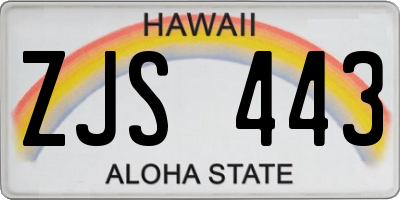 HI license plate ZJS443