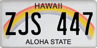 HI license plate ZJS447