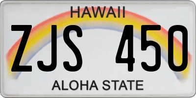 HI license plate ZJS450
