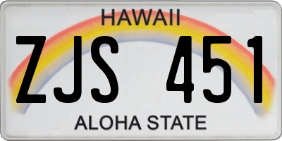 HI license plate ZJS451