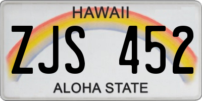 HI license plate ZJS452