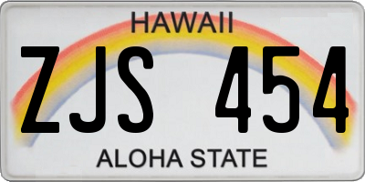 HI license plate ZJS454