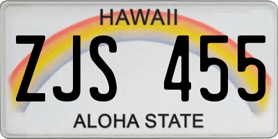 HI license plate ZJS455