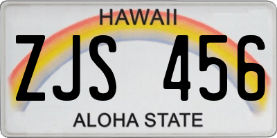 HI license plate ZJS456