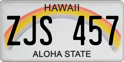 HI license plate ZJS457