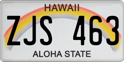 HI license plate ZJS463