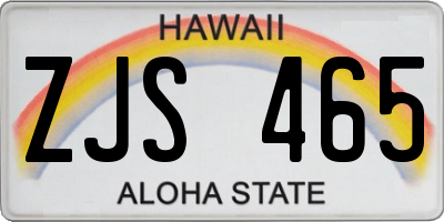 HI license plate ZJS465