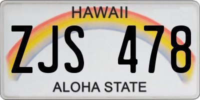HI license plate ZJS478