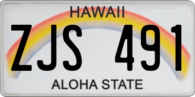HI license plate ZJS491