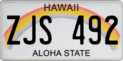 HI license plate ZJS492