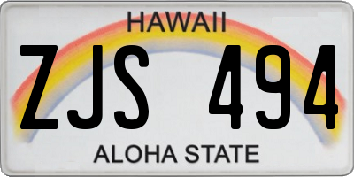 HI license plate ZJS494