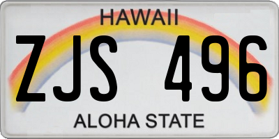 HI license plate ZJS496
