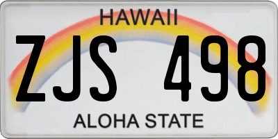 HI license plate ZJS498