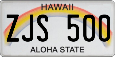 HI license plate ZJS500