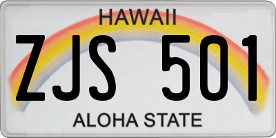 HI license plate ZJS501