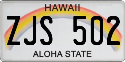 HI license plate ZJS502