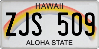 HI license plate ZJS509