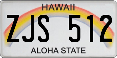 HI license plate ZJS512