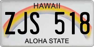 HI license plate ZJS518