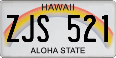 HI license plate ZJS521