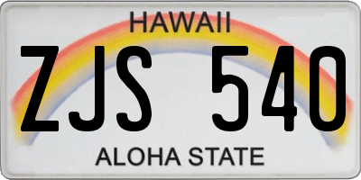 HI license plate ZJS540
