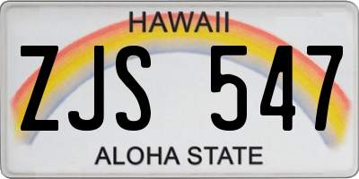 HI license plate ZJS547
