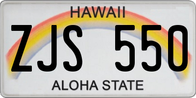HI license plate ZJS550